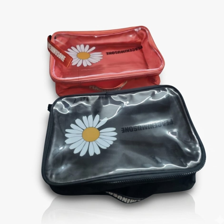 Transparent Floral Travel Makeup Organizer Bag