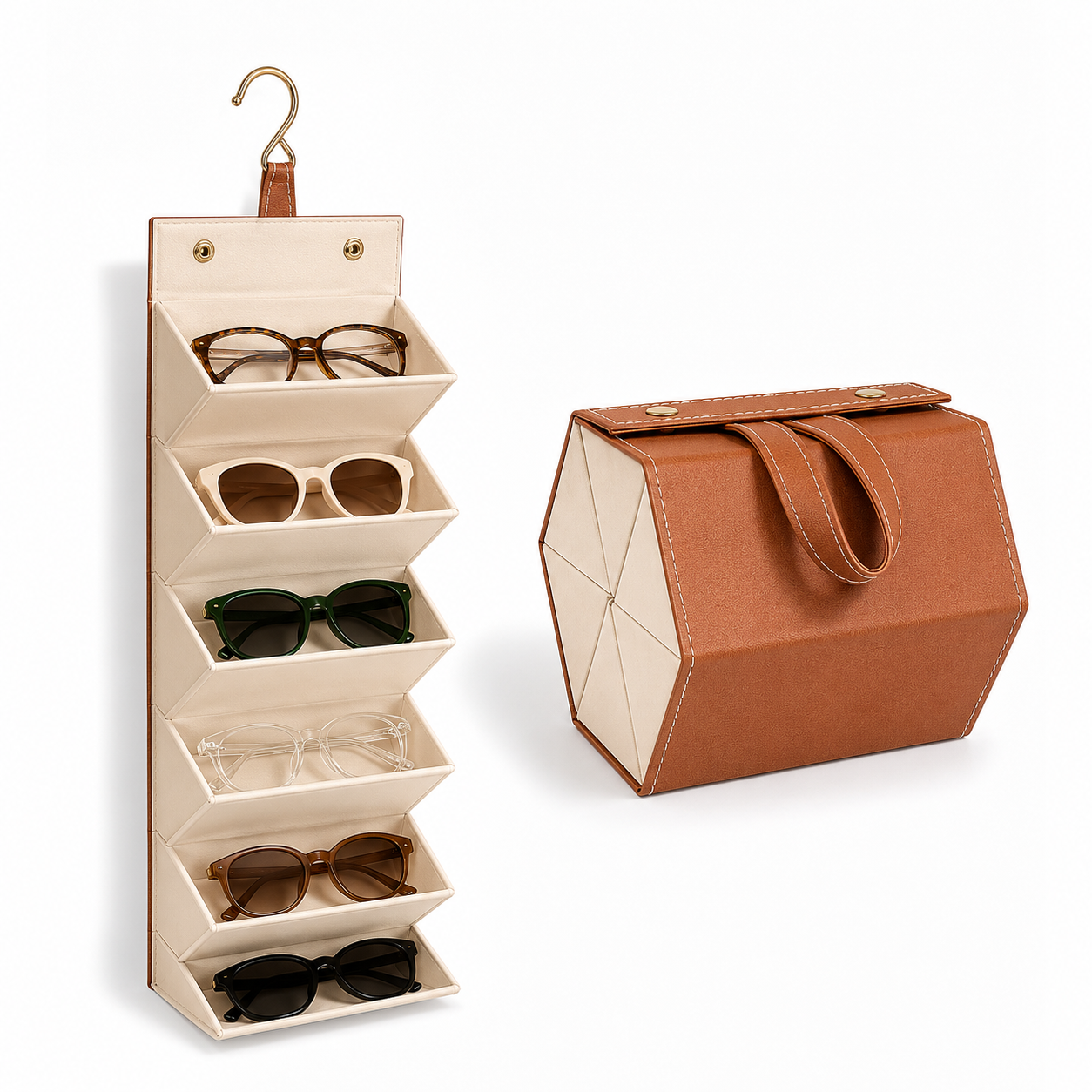 6 Slot Foldable Sunglasses Organizer with Travel Case